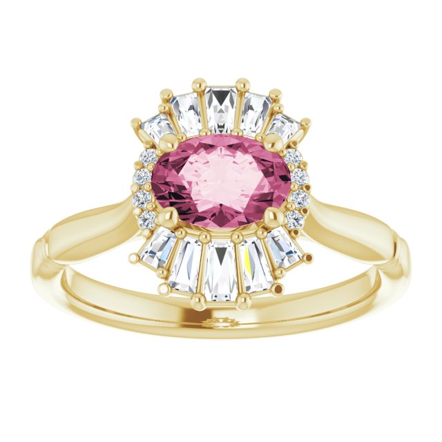 Oval Natural Pink Tourmaline & 1/4 CTW Natural Diamond Ring