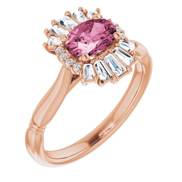 Oval Natural Pink Tourmaline & 1/4 CTW Natural Diamond Ring