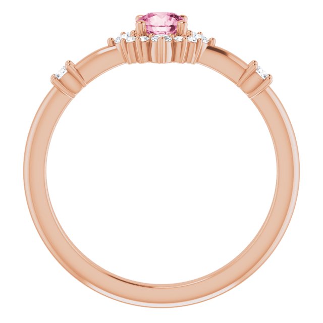 Round Natural Pink Tourmaline & 1/6 CTW Natural Diamond Halo-Style Ring