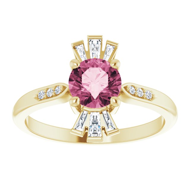 Round Natural Pink Tourmaline & 1/6 CTW Natural Diamond Ring