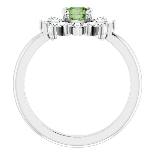 Round Natural Green Tourmaline & 3/8 CTW Natural Diamond Ring