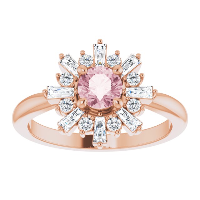 Round Natural Pink Morganite & 3/8 CTW Natural Diamond Ring