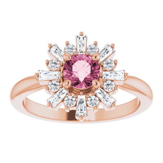 Round Natural Pink Tourmaline & 3/8 CTW Natural Diamond Ring