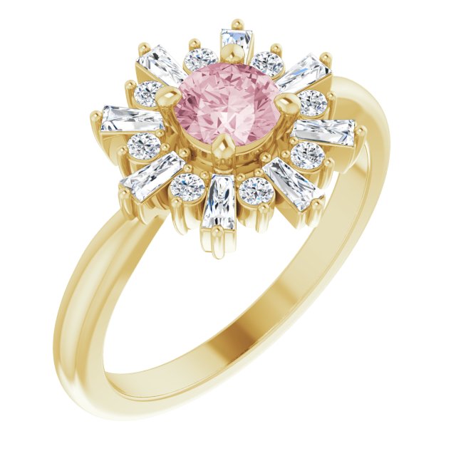 Round Natural Pink Morganite & 3/8 CTW Natural Diamond Ring