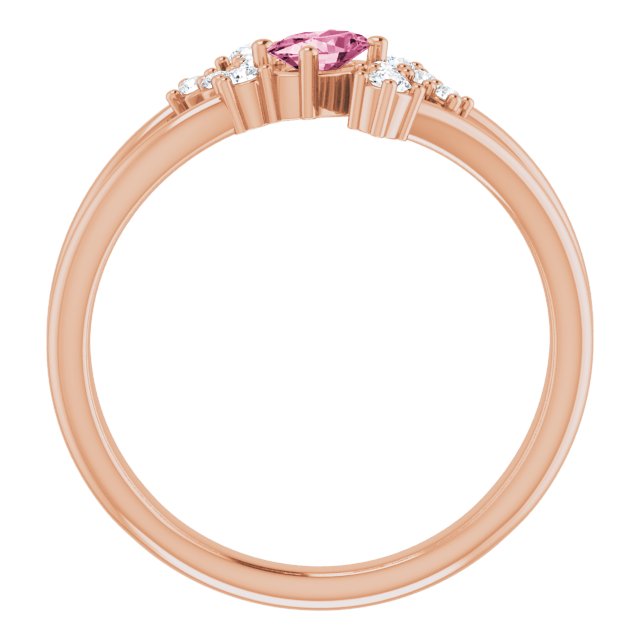 Oval Natural Pink Tourmaline & 1/8 CTW Natural Diamond Bypass Ring