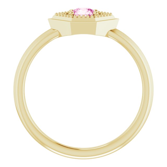 Round Natural Pink Sapphire Geometric Ring