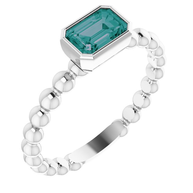 Emerald Lab-Grown Alexandrite Family Stackable Ring