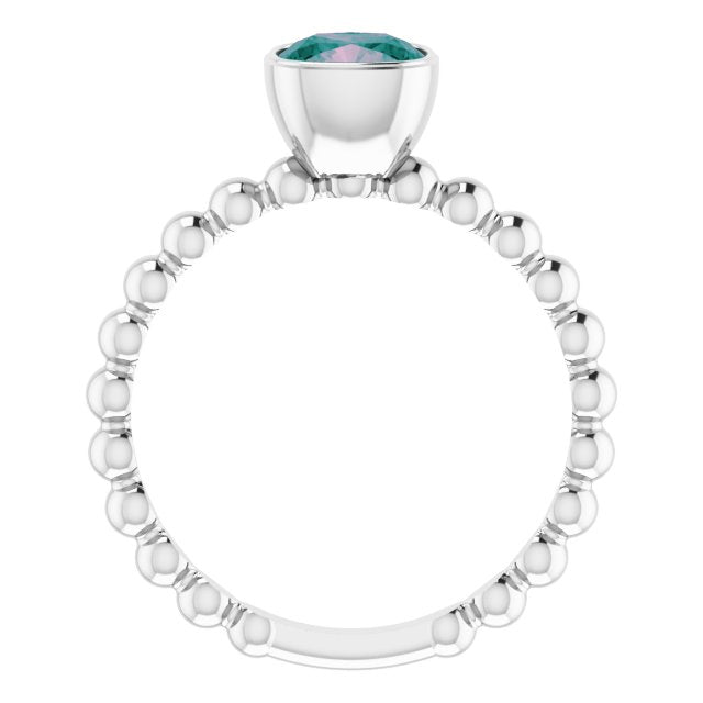 Cushion Lab-Grown Alexandrite Family Stackable Ring