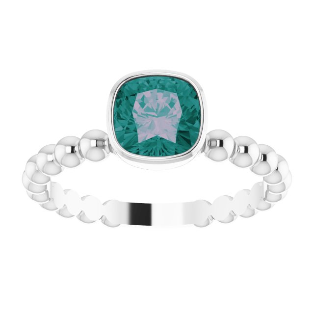 Cushion Lab-Grown Alexandrite Family Stackable Ring