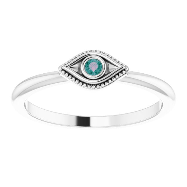 Round Lab-Grown Alexandrite Stackable Evil Eye Ring
