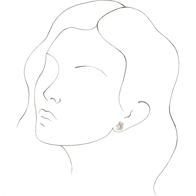Cultured White Akoya Pearl & 1/2 CTW Natural Diamond Earrings