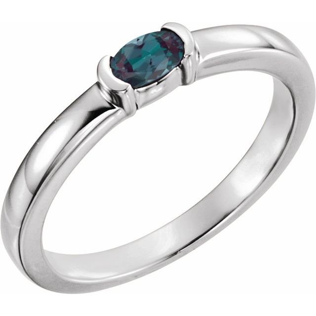 Oval Lab-Grown Alexandrite Family Stackable Ring