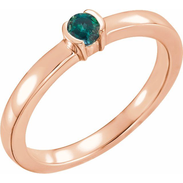 Round Lab-Grown Alexandrite Family Stackable Ring