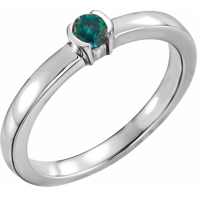 Round Lab-Grown Alexandrite Family Stackable Ring