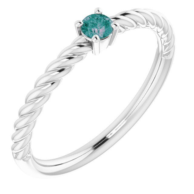 Round 3mm Natural Alexandrite Solitaire Rope Ring