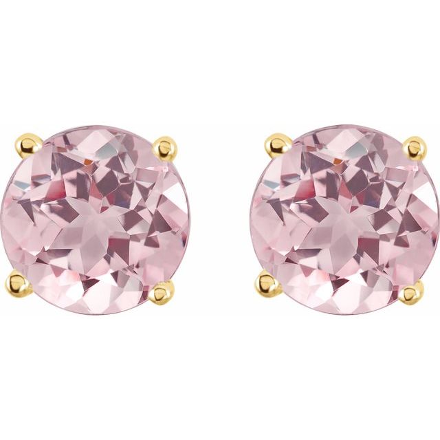 Round 5mm Natural Pink Morganite Stud Earrings