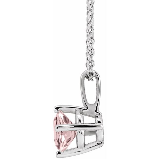 Round 5mm Natural Pink Morganite Solitaire Necklace
