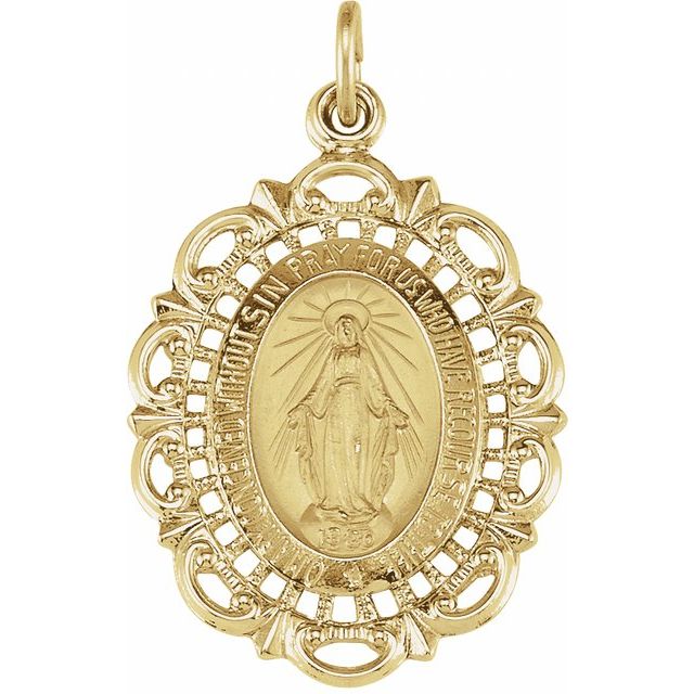 25x18mm Oval Filigree Miraculous Medal