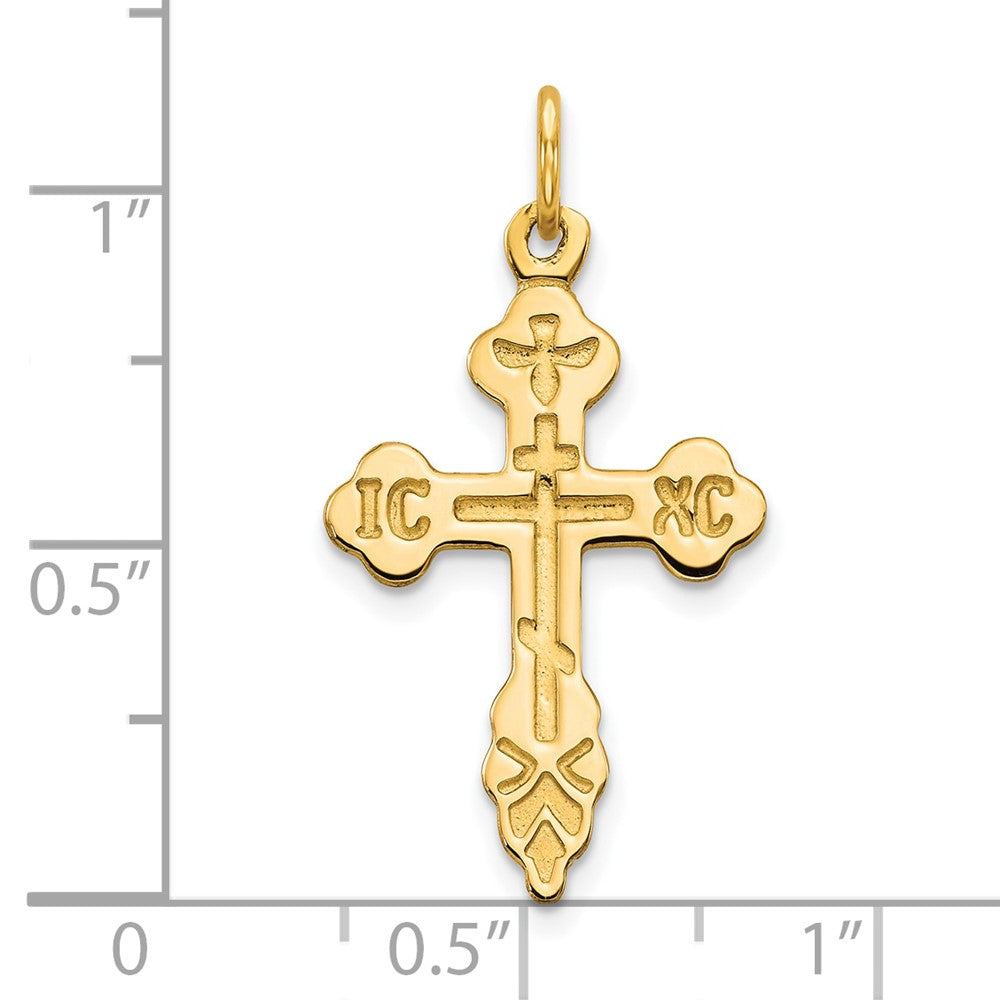 Eastern Orthodox Cross Charm in 10k Yellow Gold