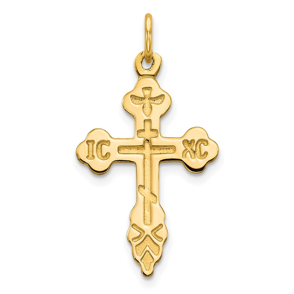 Eastern Orthodox Cross Charm in 10k Yellow Gold
