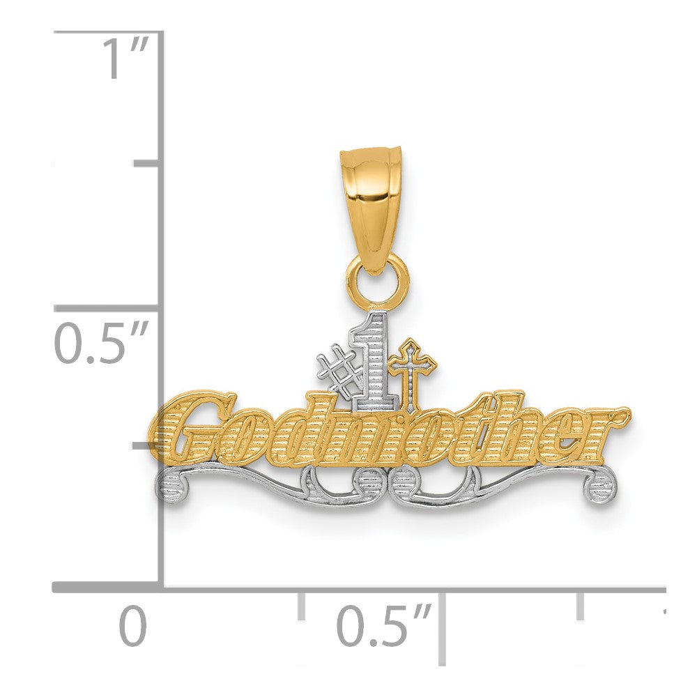 #1 GODMOTHER Charm in Rhodium-Plated 10k Yellow Gold