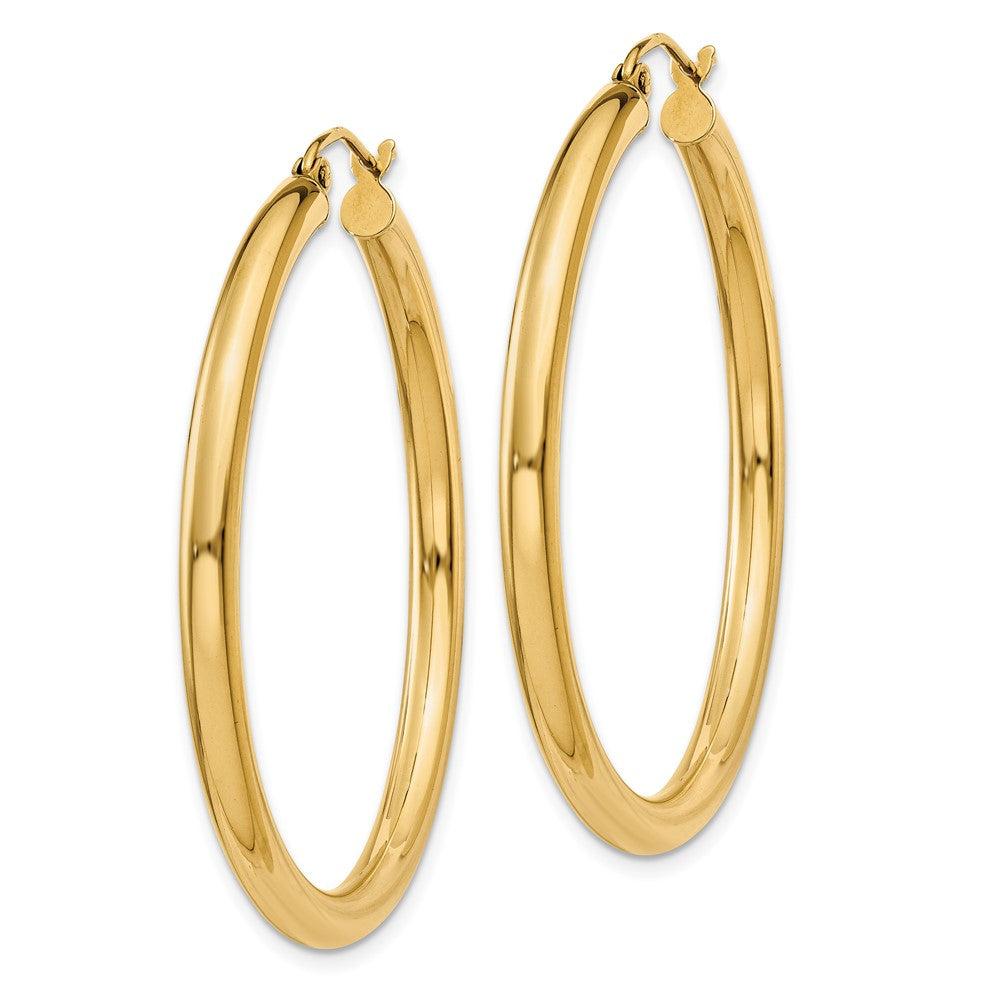 Polished 3mm Tube Hoop Earrings in 10k Yellow Gold