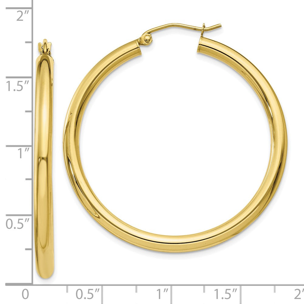 Polished 3mm Tube Hoop Earrings in 10k Yellow Gold