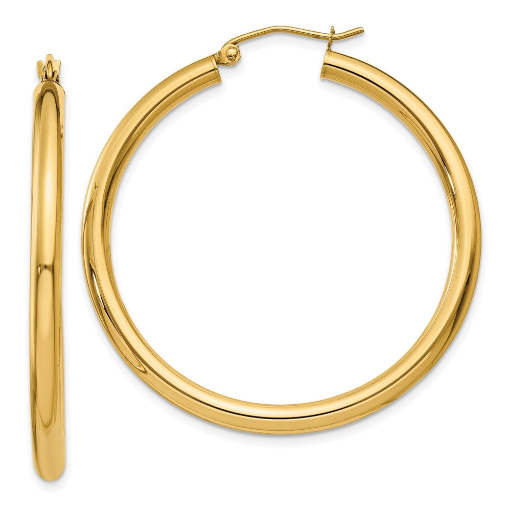 Polished 3mm Tube Hoop Earrings in 10k Yellow Gold