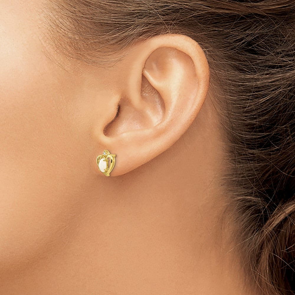 Diamond & Opal Earrings in 10k Yellow Gold