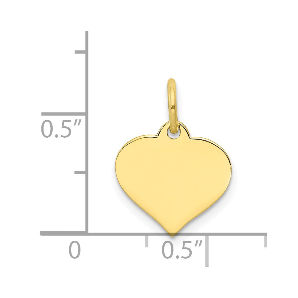 .018 Gauge Heart Disc Charm in 10k Yellow Gold