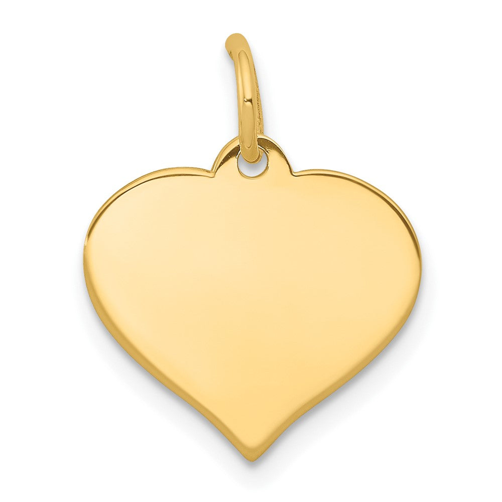 .018 Gauge Heart Disc Charm in 10k Yellow Gold