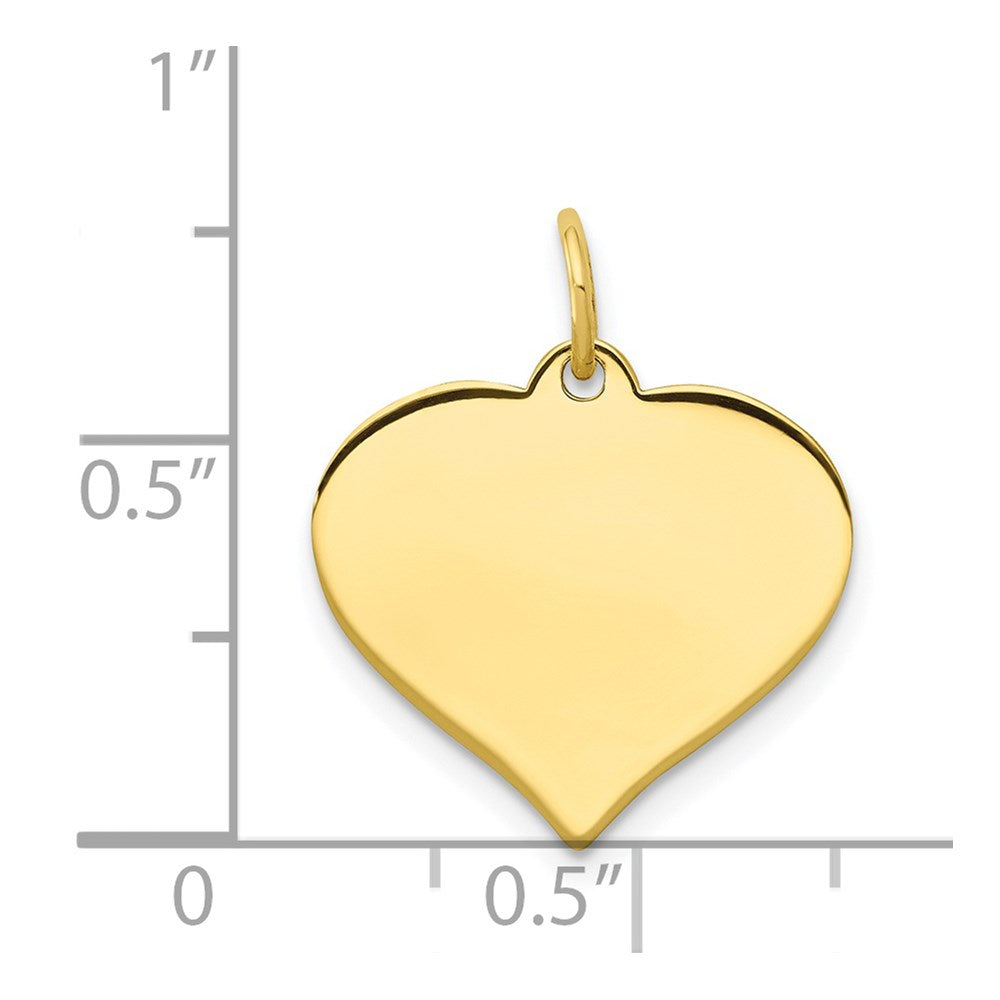 .018 Gauge Heart Disc Charm in 10k Yellow Gold