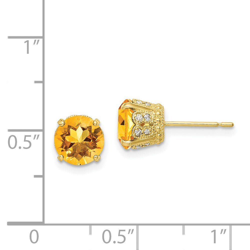 Tiara Collection Polished Diamond Citrine Post Earrings in 10k Yellow Gold