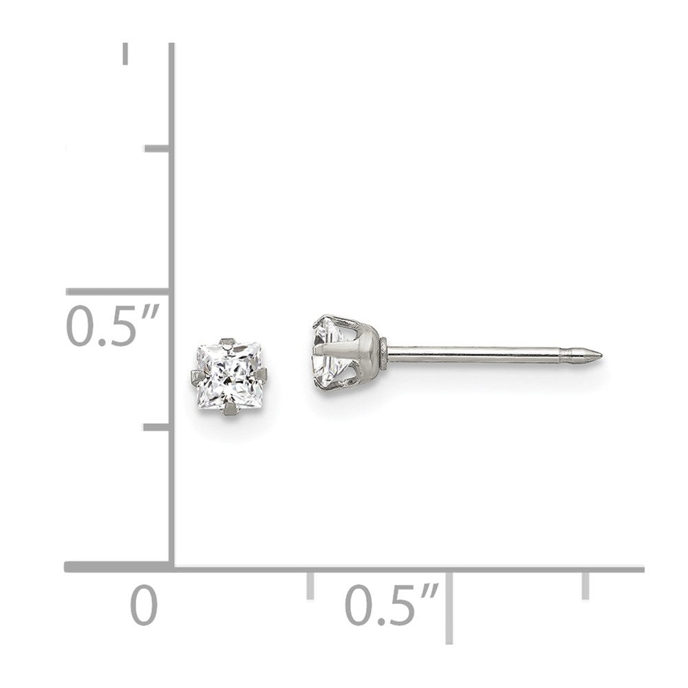 Inverness Stainless Steel 3mm Square CZ Post Earrings