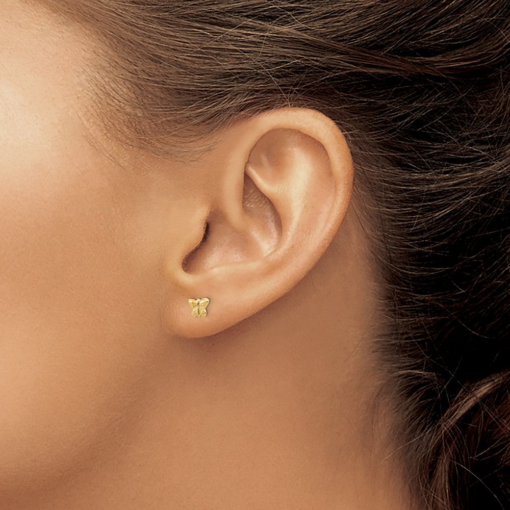 Inverness 14k 7mm Butterfly Earrings in 14k Yellow Gold