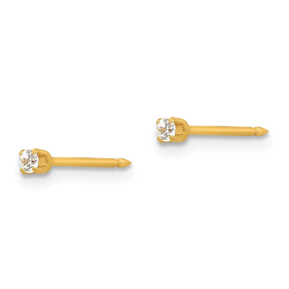 Inverness 24k Plated 2mm CZ Post Earrings in Base Metal