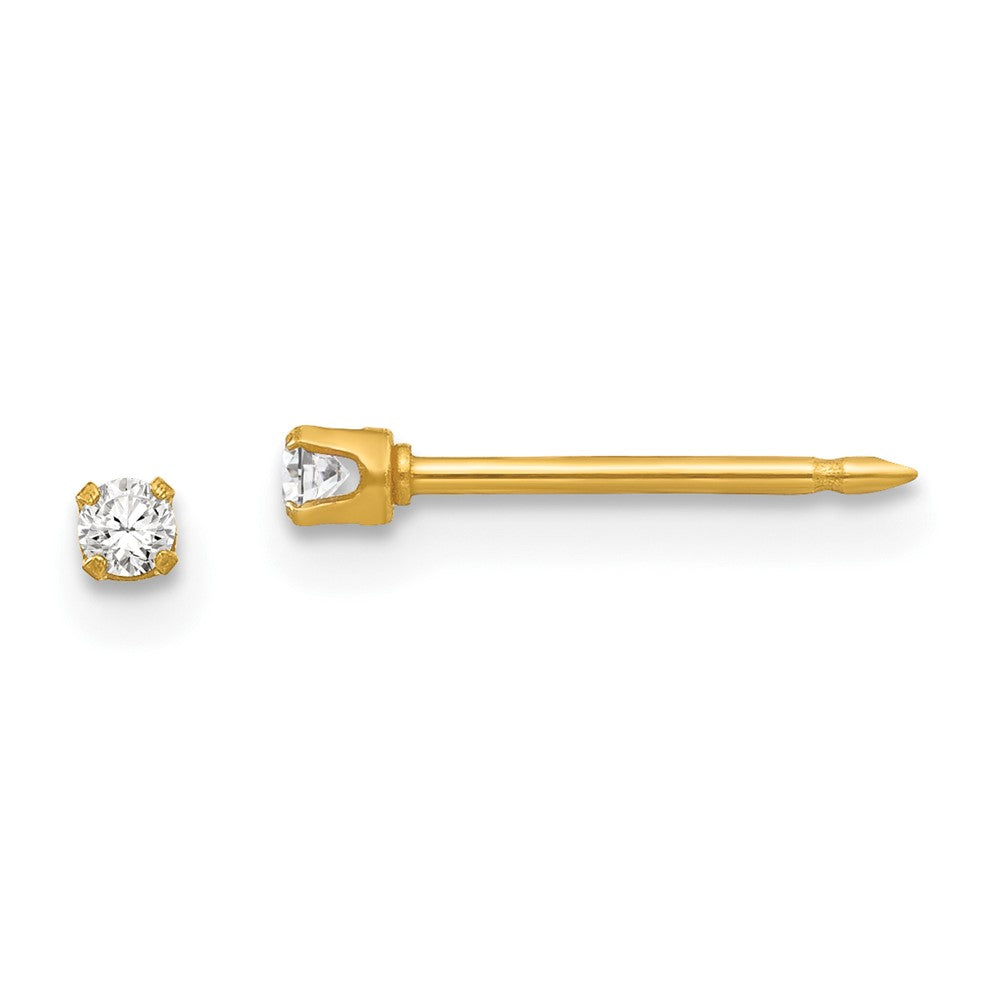 Inverness 24k Plated 2mm CZ Post Earrings in Base Metal