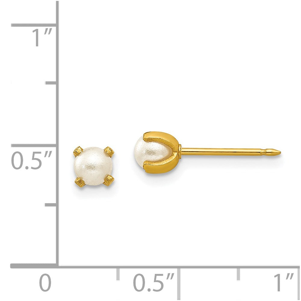 Inverness 14k 4mm Simulated Pearl Earrings in 14k Yellow Gold
