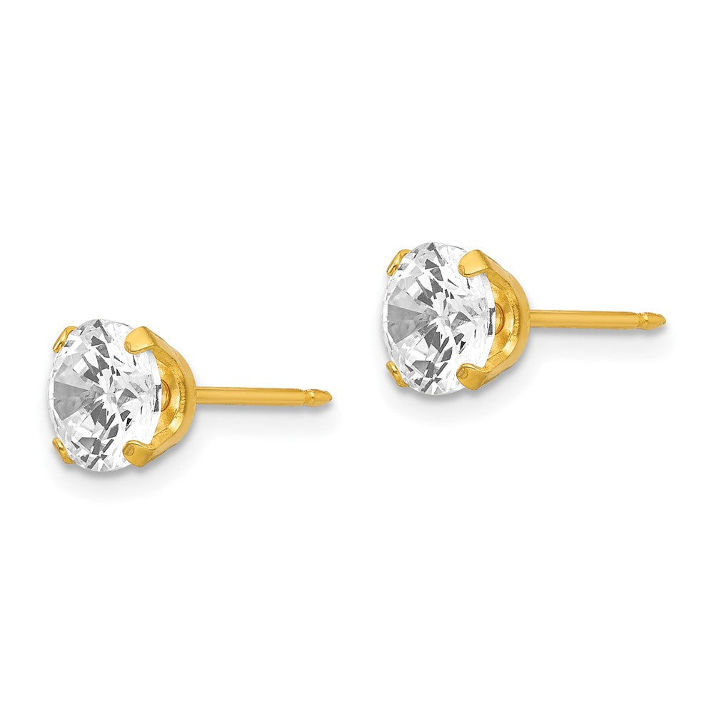 Inverness 24k Plated 7mm CZ Earrings in Base Metal