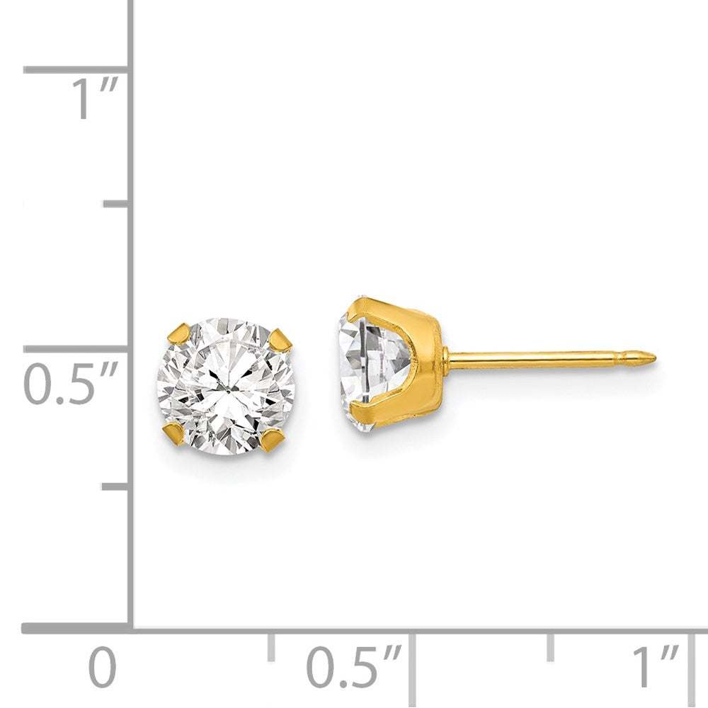 Inverness 24k Plated 7mm CZ Earrings in Base Metal