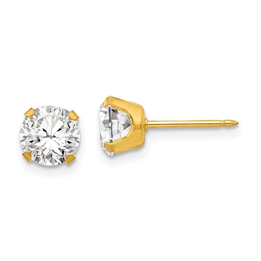 Inverness 24k Plated 7mm CZ Earrings in Base Metal