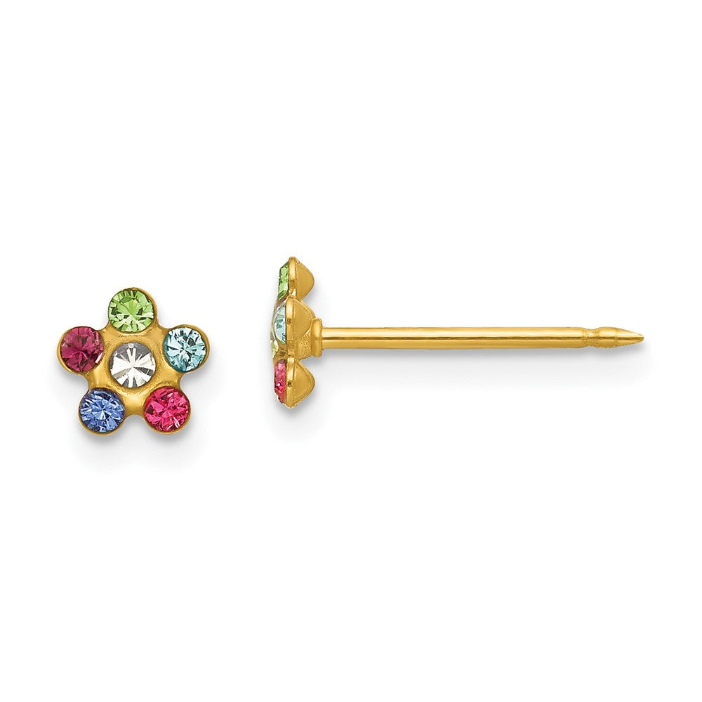 Inverness 14k Flower Multicolor Crystal Earrings in 14k Yellow Gold