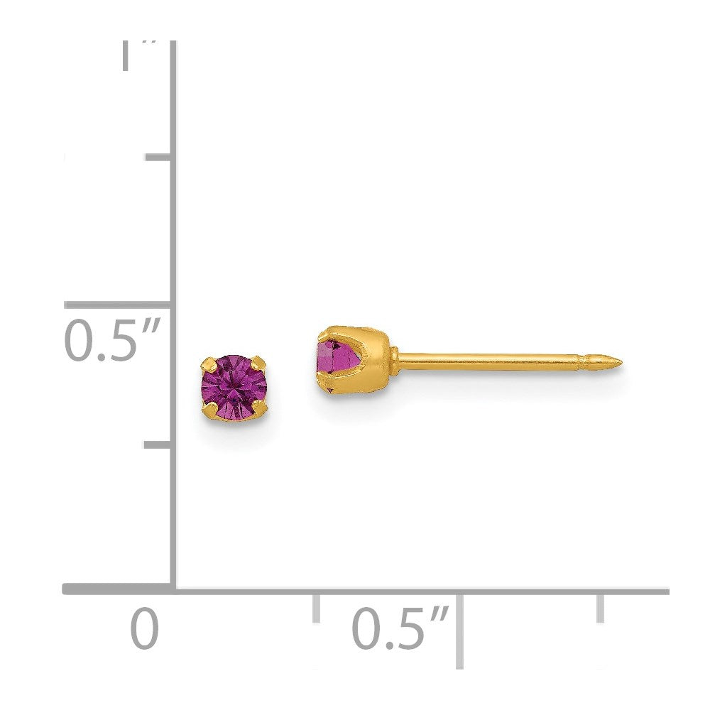 Inverness 24k Plated February Purple Crystal Birthstone Earrings in Base Metal
