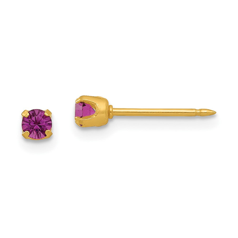 Inverness 24k Plated February Purple Crystal Birthstone Earrings in Base Metal