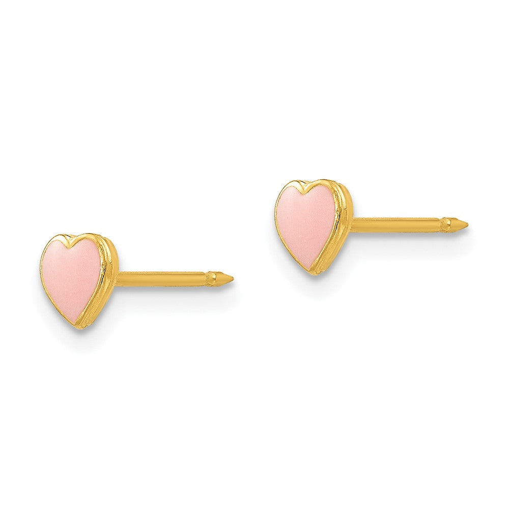 Inverness 24k Plated Pink Enamel Heart Earrings in Base Metal