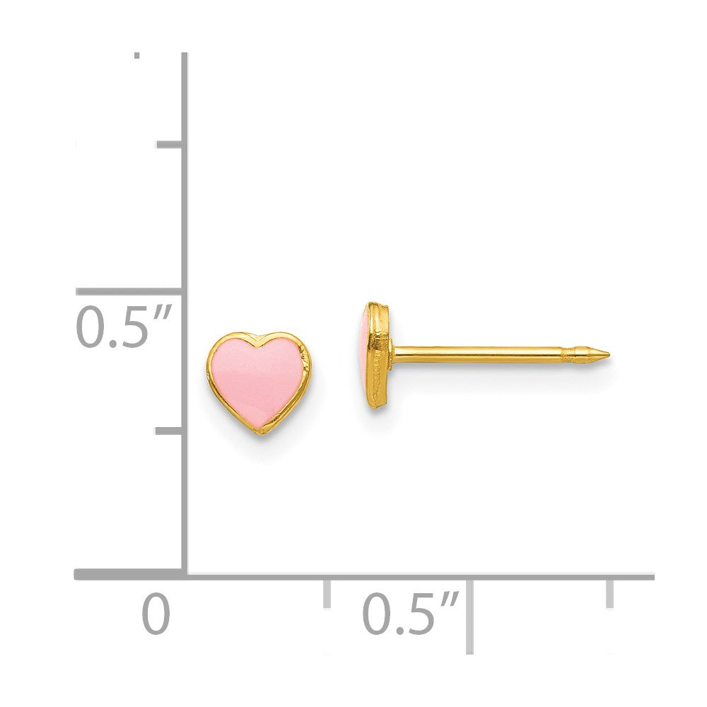 Inverness 24k Plated Pink Enamel Heart Earrings in Base Metal