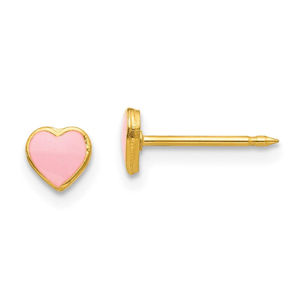 Inverness 24k Plated Pink Enamel Heart Earrings in Base Metal