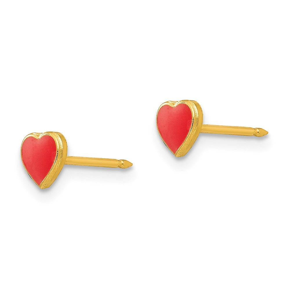 Inverness 24k Plated Red Enamel Heart Earrings in Base Metal