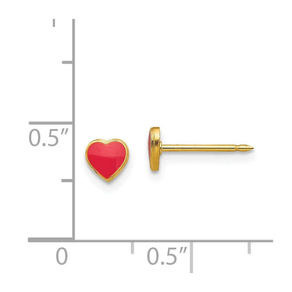 Inverness 24k Plated Red Enamel Heart Earrings in Base Metal