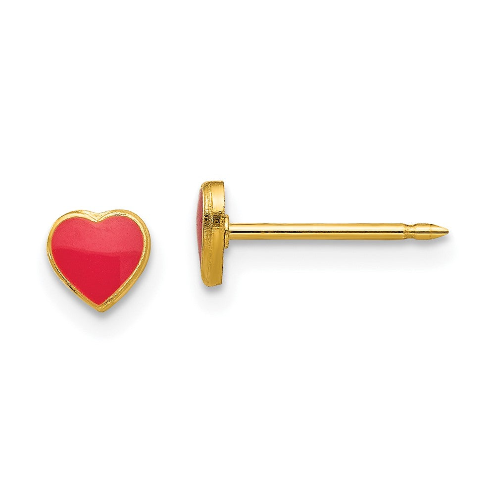 Inverness 24k Plated Red Enamel Heart Earrings in Base Metal